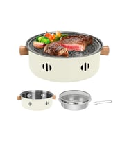 Taşınabilir Paslanmaz Çelik Barbekü Izgara Tavası Mini Kömürlü Mangal 28 cm