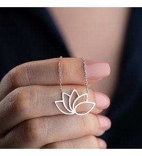 Vaoov 925 Ayar Gümüş Modern Lotus Çiçeği Kolye