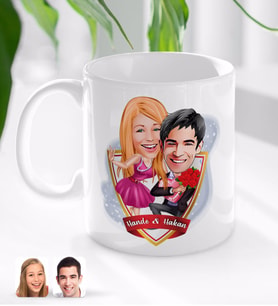 BK Gift Kişiye Özel İsimli Sevgililer Karikatürlü Beyaz Kupa Bardak-9