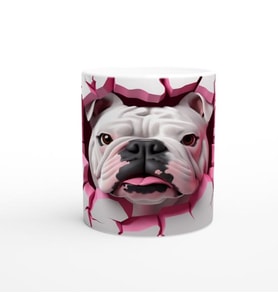 Çatlak Duvardan Bakan Bulldog Temalı Baskılı Kupa Bardak
