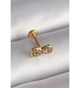 316L Çelik Gold Renk Zirkon Taşlı Sonsuzluk Model Tragus Piercing