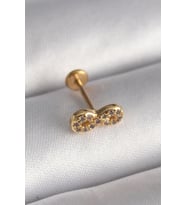 316L Çelik Gold Renk Zirkon Taşlı Sonsuzluk Model Tragus Piercing
