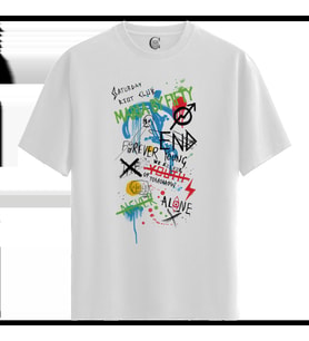 Graffiti Youth - %100 Pamuklu Kadın Beyaz Tişört - Premium Quality (Siyah - Beyaz)