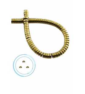 Hematit Doğal Taş Parlak Gold Bombeli Kesim Çift Delikli 6x2mm Dizi