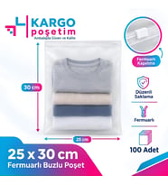 Fermuarlı Kargo Poşeti 25x30cm 100 Adet 130 Mikron Orta Boy Kalın Buzlu