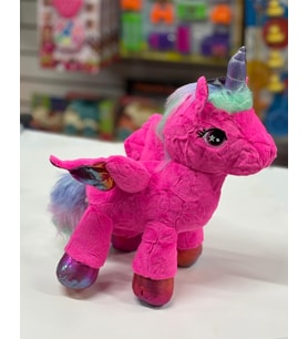 Oyuncak Peluş Kanatlı Unicorn Tek Boynuzlu At Fuşya Koyu Pembe 30 CM