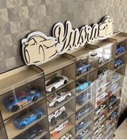 50'li Pleksi Kapak 1/64 Hotwheels Matchbox Uyumlu Ahşap Oyuncak Araba Rafı, Koleksiyon Model Araba Vitrini ( Akçaağaç)