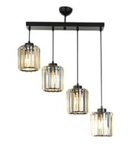 AVONNI AV-65230-4Y-BSY Siyah Boyalı Modern Avize E27 Metal Kristal 64x15cm