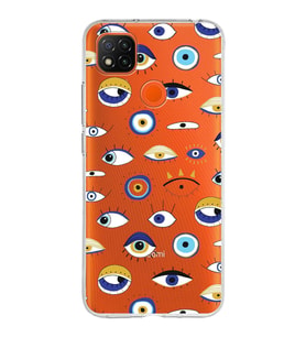 PrintiFy Xiaomi Redmi 9C ile Uyumlu 1mm Slim Fit Nazar Boncuğu 2 Baskılı Şeffaf  Kılıf