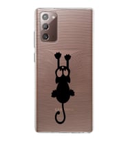Samsung Galaxy Note 20 Kapak Mandala Kedi Tasarımlı Şeffaf Silikon Kılıf