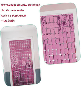 Nessiworld  Ekstra Metalize Rose Gold Renk Disko Dikdörtgen Kesim Kapı Perdesi Dekorasyon 1x2 Metre (Krem)