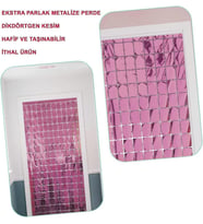 Nessiworld  Ekstra Metalize Rose Gold Renk Disko Dikdörtgen Kesim Kapı Perdesi Dekorasyon 1x2 Metre (Krem)