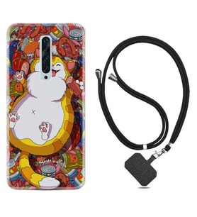 Oppo Reno 2Z 4 Lite 4 Pro 5 6 7 A31 Kılıf Boyun Askılı Silikon Tombul Kedi 1739