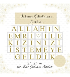 Allahın Emri İle Kızınızı İstemeye Geldik (İsteme Çikolatası Etiketi) Harf Çikolata Etiket Gold Renk