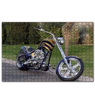 Cakapuzzle Altın ve Lacivert Chopper Motorsiklet  Puzzle Yapboz MDF (Ahşap) (120 Parça)