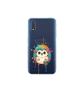 Samsung Galaxy A01 ile Uyumlu Splash Kirpi Tasarımlı Şeffaf Silikon Kılıf