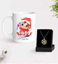 BK Gift Kişiye Özel Yılbaşı Mutlu Yıllar Tasarımlı Kupa ve Kar Tanesi Kolye-10