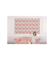 Pembe Çiçek Ve Yaprak Desenli Duvar Kağıdı-5588