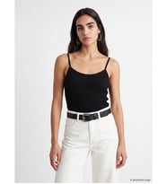 LCW Vision Siyah U Yaka İp Askılı Dokulu Kadın Crop