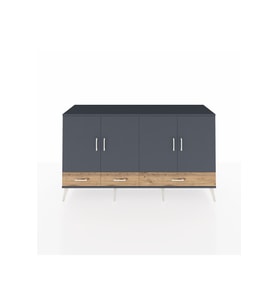 Kronos Konsol 6 Raflı 3 Çekmeceli 4 Kapaklı 176x59x99 Antrasit-Antrasit/Çam