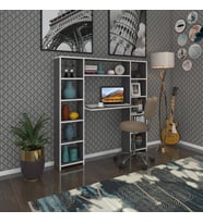 Kenzlife bilgisayar çalışma masası senna gri 140*130*20 kitaplıklı ofis sekreter laptop