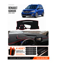RENAULT KANGOO (2023-2026) Uyumlu Torpido Örtüsü Torpido Kılıfı - Siyah Kırmızı