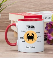 Kişiye Özel Yengeç Burcuna Hediye Kırmızı Kupa Bardak