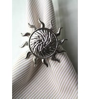 6 Adet Gümüş Güneş Metal Peçete Halkası - Napkin Ring