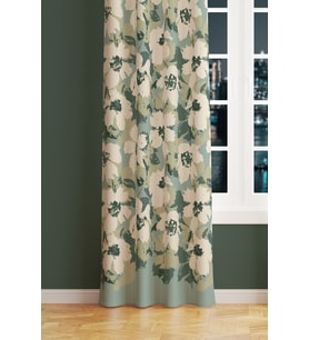 Green Flower 1 Desenli Süet Oturma Odası Salon Fon Perde Baskılı Ekstrafor Büzgü TEK KANAT PRD-1037