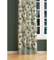 Green Flower 1 Desenli Süet Oturma Odası Salon Fon Perde Baskılı Ekstrafor Büzgü TEK KANAT PRD-1037