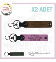 Motosiklet Aşıkları İçin İsim Plaka ve 0 (+) Kan Grubu Yazılı Kişisel x2 Anahtarlık, Kahve-Pembe-Ysl (Çok Renkli)