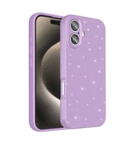 Apple iPhone 16 Plus Kılıf Kamera Korumalı Simli Lüks Işıltılı Silikon (Lila)