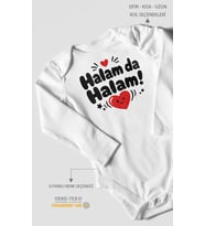 Halam Da Halam! Uzun Kollu Çıtçıtlı Bebek Body %100 Pamuk