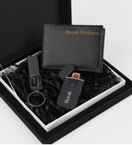Özel Tasarım Kutu & Kişiye Özel Elektronik Çakmak & Kişiye Özel Cüzdan & Kişiye Özel Anahtarlık Hediye Seti