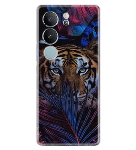 Vivo V29 Kılıf Desenli Silikon Flowers Tiger 1319