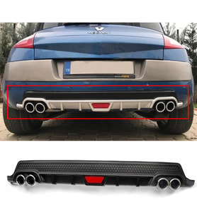 Renault Megane 2 HB Siyah Difüzör Difizör Yuvarlak Egzoz Görünüm Kulaklı Tip 2002 - 2009