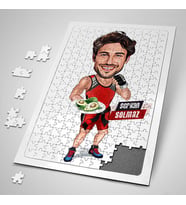 Sağlıklı Beslenen Sporcu Erkek Karikatürlü 240 Parça Kişiye Özel  Puzzle