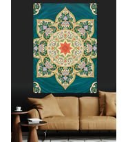 Geometrik Mandala Çiçek Deseni Dekoratif Kanvas - Mdf Ahşap Tablo