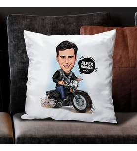 Kişiye Özel Motor Sever Erkek Karikatürlü Yastık