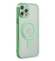 Pilelistore   iPhone 12 Pro Kılıf Magneticsafe Lazer Silikon - Haki Yeşil