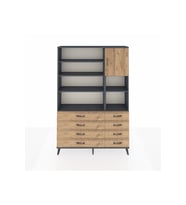 Arges Gardrop 8 Raflı 8 Çekmeceli Tek Kapaklı  132x30x195 Antrasit-Çam