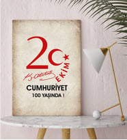 BK Gift 29 Ekim Tasarımlı Kanvas Tablo-3, 30x50cm 29 Ekim Hediyesi,Ev Dekorasyonu, 100.Yıl Hediyesi