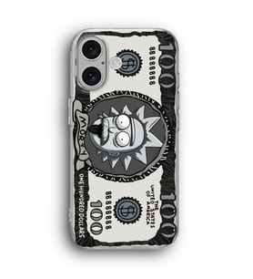 iPhone 16 Uyumlu Rick Para Desenli Şeffaf Telefon Kılıfı