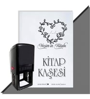 Kişiye Özel Kalp Sarmaşık 6 Tarihli Otomatik Kitap Kaşesi (Siyah)