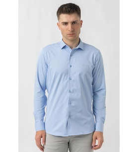 White Stone Aarberg G2424 Regular Fit Pamuklu Likralı Gömlek Mavi