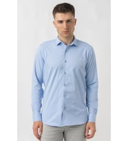 White Stone Aarberg G2424 Regular Fit Pamuklu Likralı Gömlek Mavi