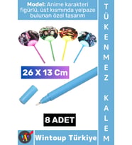 #Kalem Genç Çocuk Ev Okul Ofis Anime Figürlü Mini Yelpazeli Tasarım Tükenmez Kalem 26 X 13 Cm 8 Adet