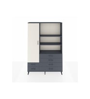 Arges Dolap 7 Raflı 6 Çekmeceli Tek Kapaklı  132x30x195 Antrasit-Aytaşı/Antrasit