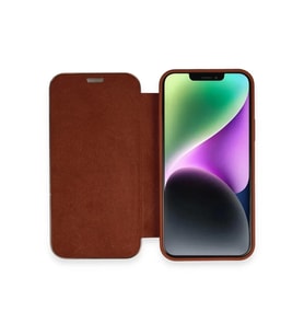 Newface Apple iPhone 12 Kılıf Dolpin Kapaklı - Kahverengi