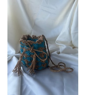 Floky El Yapımı Turkuaz & Kum Rengi Mini Çanta – Ocean Nomad Edition